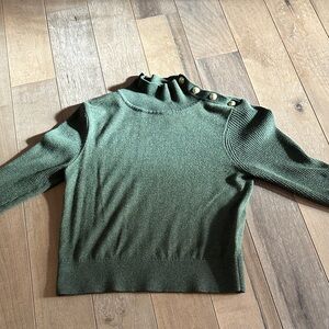 L'AGENCE Olive Button-Accent Turtleneck Sweater